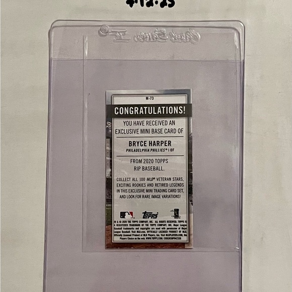 Topps Exclusive Bryce Harper Purple MINI RIP Card #/25 SSP - Picture 3 of 3